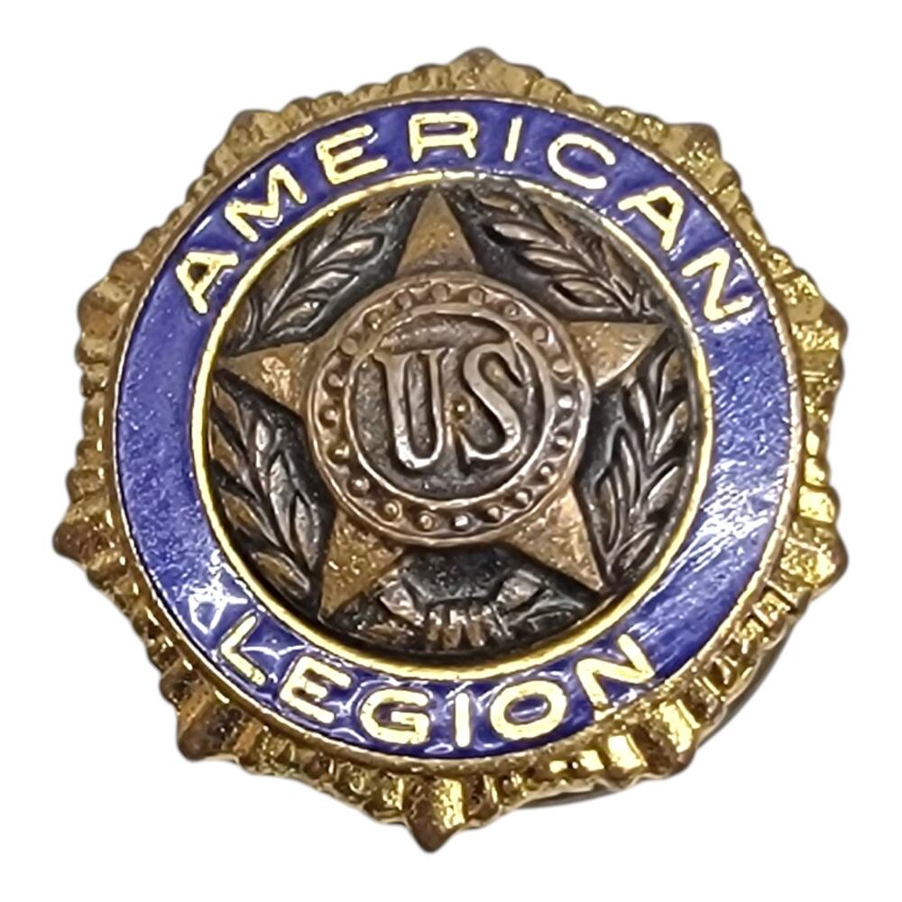 Vintage American Legion Screw Back Pin PAT DE 54296 Blue Enamel US Hat Badge